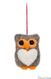 Felt Owl with Heart Ornament