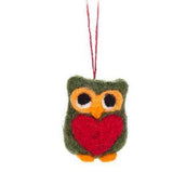 Felt Owl with Heart Ornament