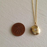 Round Rhinestone Locket - Gold