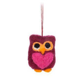 Felt Owl with Heart Ornament