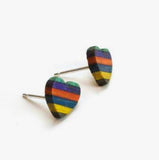 Heart Wood Stud Earrings