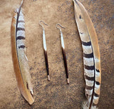 Porcupine Quill Earrings - Short, Black/Brown/Ivory, Silver