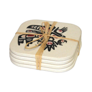 Running Raven Bamboo Coasters - Set of 4