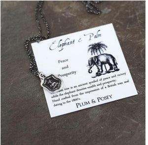 Elephant & Palm Tree - Wax Seal Necklace