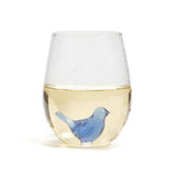 Blue Bird Stemless Wine Glass