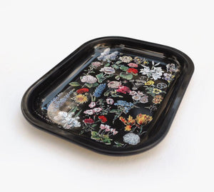 Black Fleurs Metal Tray