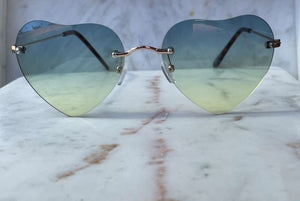 Frameless Blue Heart Sunglasses