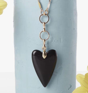 Black Agate Heart Necklace