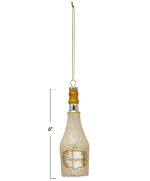 Golden Glitter Champagne Bottle Ornament