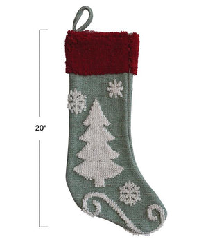 Chenille Snowflake & Tree Stocking