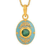 Enameled Emerald Pendant