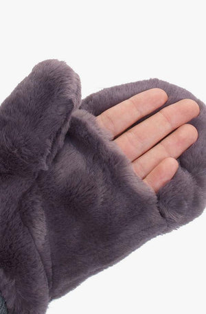 Gray Faux Fur Mittens