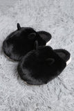 Black Fuzzy Slippers Small