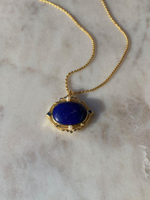 Royal Lapis Lazuli Oval Pendant Necklace