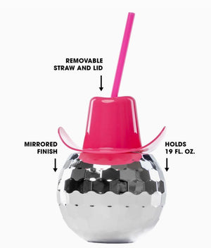 Disco Ball with Cowboy Hat Cup