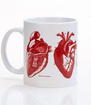 Anatomical Heart Mug Red and White 11oz