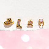 Cowgirl Stud Earrings Set Gold