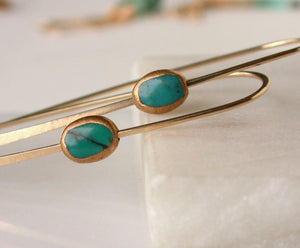 Turquoise Cabochon Threader Earrings