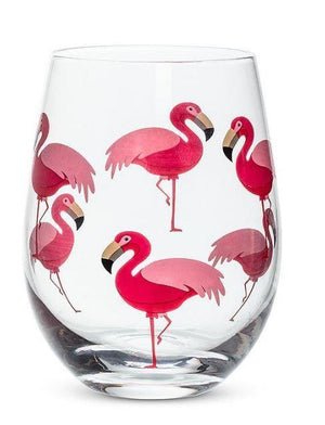 Stemless Flamingo Wine Glass