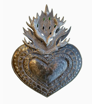 Flaming Sacred Heart Metal Wall Decor