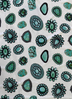 Western Turquoise Jewel Print Scarf