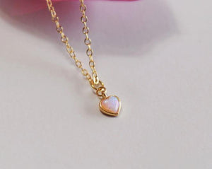 Dainty Opal Heart Necklace