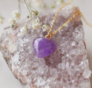 Amethyst Heart Pendant Necklace