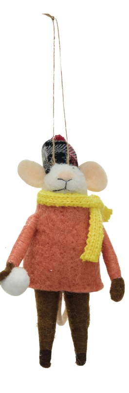 Snowball Mouse Ornament