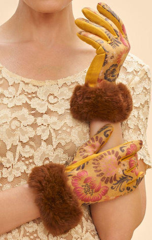 Mustard Floral Gloves