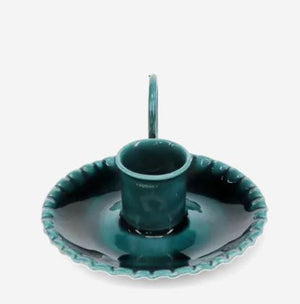 Enamel Blue Chamberstick Candle Holder