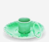 Enamel Green Chamberstick Candle Holder