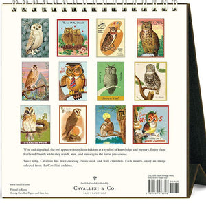 2025 Vintage Owl Desk Calender