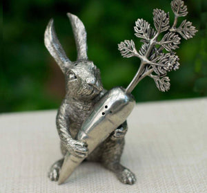 Rabbit & Carrot Pewter Salt & Pepper Shakers