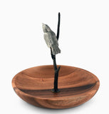 Bronze Bird & Wooden Bowl