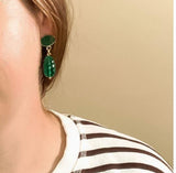 Chrysoprase & Emerald Glass Drop Earrings