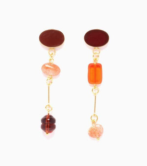 Carnelian Mismatched Composition Earrings