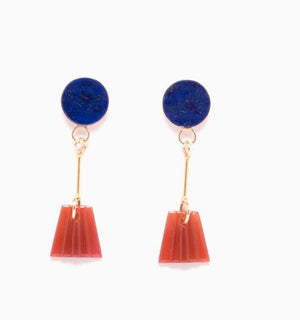 Lapis & Vintage Glass Drop Earrings