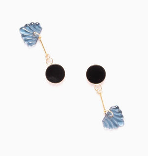 Onyx and Vintage Glass Drop Earrings