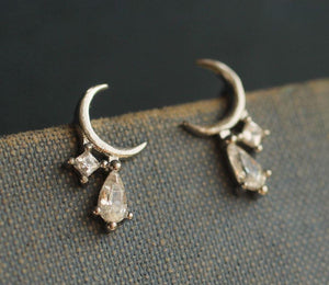 Sterling Silver Moon Stud Earrings