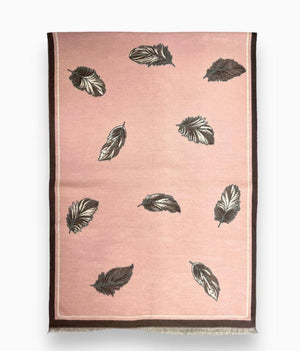 Feather Print On Cashmere Blend Reversible Scarf