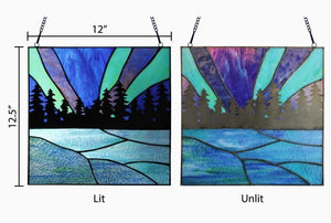 Northern Lights Lake Stained Glass