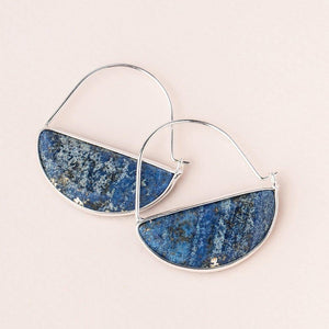 Lapis & Silver Prism Hoops