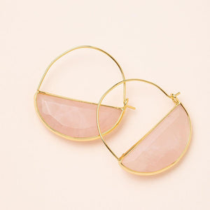 Rose Quartz & Gold Prism Hoops