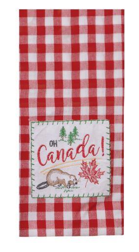 Oh Canada! Red Embroidered Tea Towel