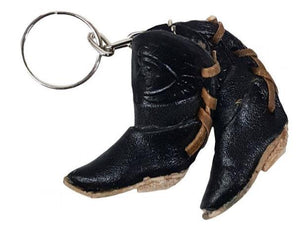 Black Leather Cowboy Boots Keychain