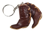 Brown Leather Cowboy Boots Keychain