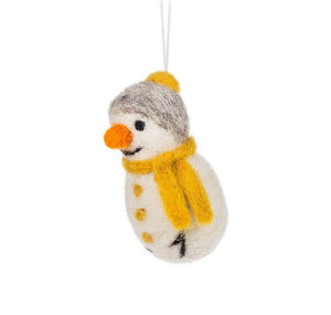 Felt Snowman Ornament - Gray/Pink