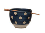 Polka Dot Bowl with Chopsticks