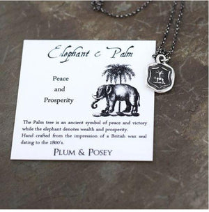 Elephant & Palm Tree - Wax Seal Necklace