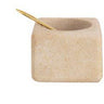 Sandstone Salt Cellar with Brass Spoon